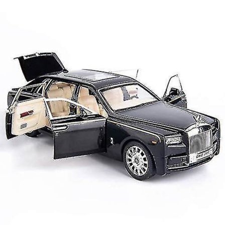 1/24 Rolls-royce Phantom Model Car,zinc Alloy Pull Back Toy Car With Sound And Light For Kids Boy Girl Gift (black)