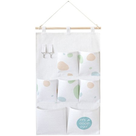 Väggförvaringsväska i linne med fickor, nordisk stil, för underkläder, strumpor, garderob, sovrum