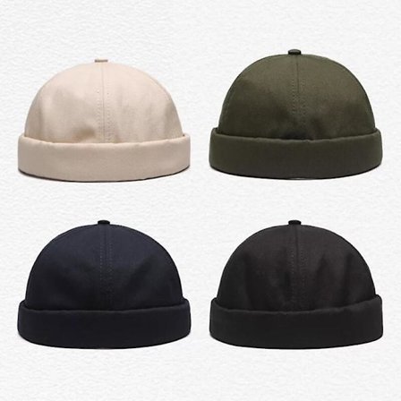4-pakke Herre Docker Hat Sailor Cap Mekaniker Biker Hat Beanie Cap Plain
