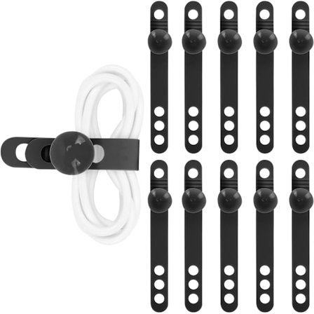 Gjenbrukbare kabelbindere med sugekopper (10 stk) Silikon kabelorganisering