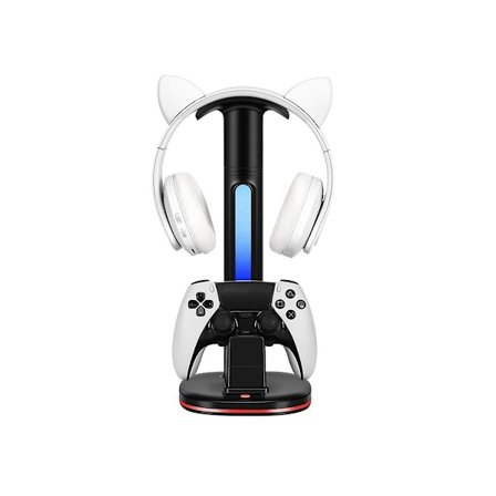 Opladningsstation med Dock til Håndtag og Høretelefoner, USB-oplader til Gamepad-opladningsdock