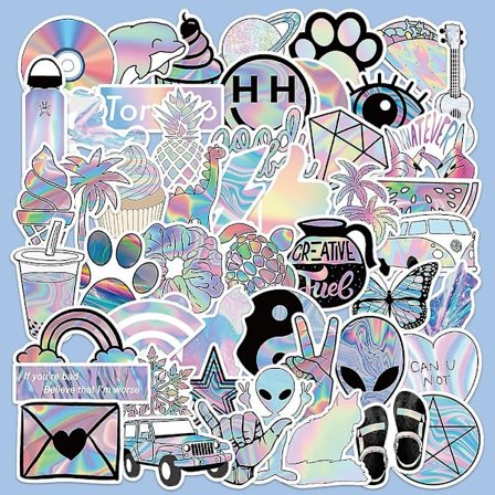 50 Cartoon Laser Girls Stickers