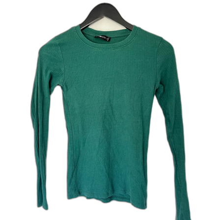 Grön ribbad långärmad tröja