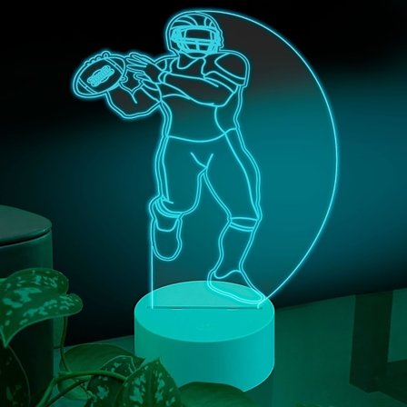 Sport 3D LED Bordlampa, Amerikansk Fotbollsspelare med Boll Match, Optisk Illusion Akrylplatta
