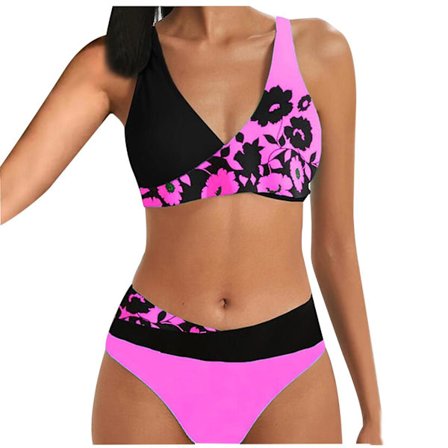 Uimapuku Naiset Uimapuku Naiset Printti Setti Uimapuku Kaksiosainen Rintaliivit Uima-asut Ranta-asut Naiset Bikini Uimapuvut Hot Pink