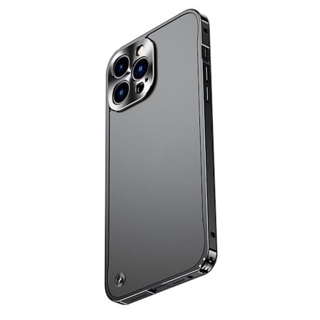 Cool Sort Aluminiumlegering Bumper Case med Søhestespænde, Ikke-Magnetisk, Kompatibel med iPhone 17 Pro Max