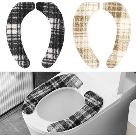 2 sæt toiletsædebetræk, badeværelse toiletsædehynde blød plys tykkere toiletsædevarmer med memoryskum selvklæbende vaskbart toiletsædelåg C