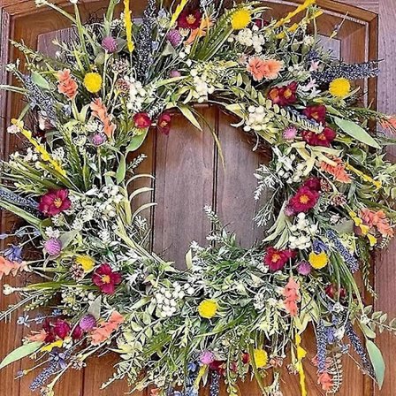 2024 Udendørs Hoveddør Forår og Sommer Vildblomst Guirlande Simuleret Tørrede Blomster Vejrbestandig Grøn Året Rundt Guirlande, Hjem, Landskab, 