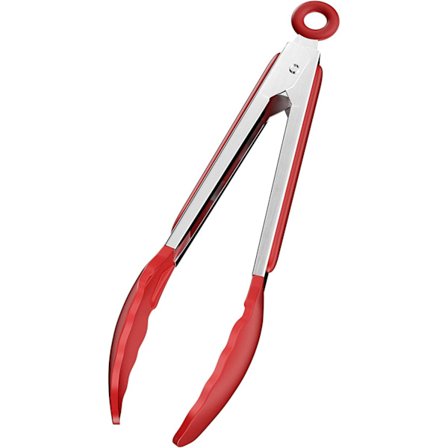 12 tuuman ruostumattomasta teräksestä valmistetut keittiöpihdit (punaiset), grillipihdit silikonikärjillä - elintarvikelaatuiset silikonipiht - 