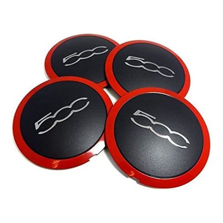 4 stk. 133 mm hjulkapsler til Fiat 500 hjulkapsler emblem mærkat 68078419AC 68078421AC 51884863 rød
