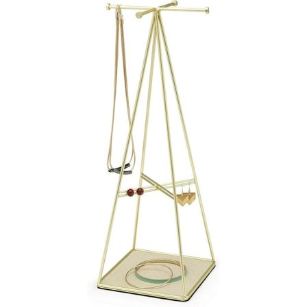 PRISMA Smycken och förvaringshållare, Metall, Matt guld, 13,3 x 12,7 x 36,2 cm