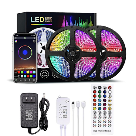 LED-lysstripe med Bluetooth-musikk-synkronisering, fargeendring, 40 taster