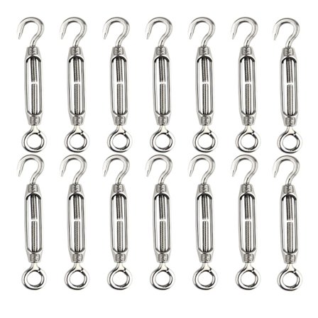 14 kpl M4 Kiristyslenkki Vaijerikiristin Koukku ja Silmukka Kiristin 304 Ruostumaton Teräs Kiristin Raskas Köysikiristys
