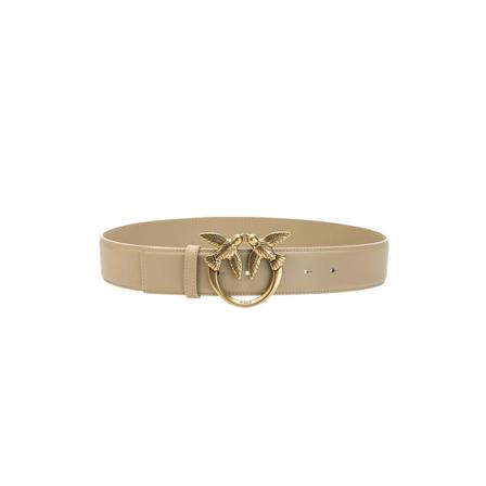 Pinko, Love Birds Leather Belt Beige, Dames, Maat:L