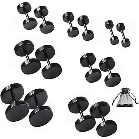 Sorte knap øreringe, 2 par 4 mm rustfrit stål runde skrue øreringe - sort