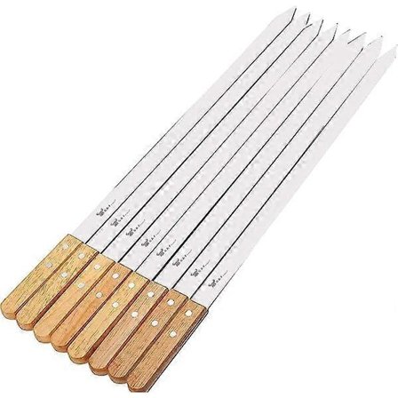 15,75" Lang 5/8" Bred 2mm Tynd Grillspyd i Rustfrit Stål 8 Stykker, Sølv