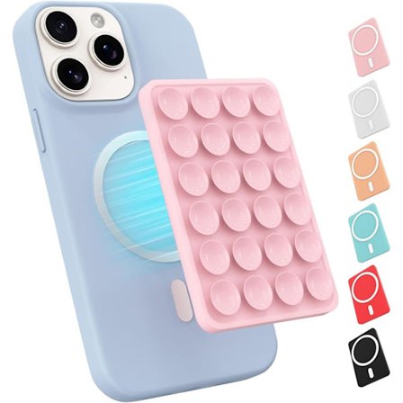 Magnetisk sugekopp telefonholder for MagSafe-deksel, silikon sticky phone grip for iPhone_xx rosa