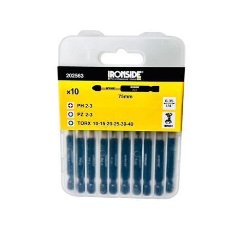 Ironside 202563 Kraftbitssett 10 deler, 75 mm, Maskintilbehør & forbruk