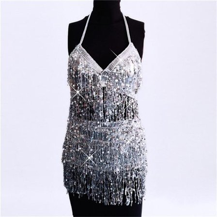 Rabatt Danse Frynser Skjørt BH Topp Boho Paljetter Duske Hofte Skjørt