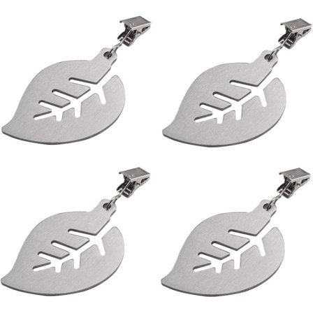 Set of 4 Stainless Steel Leaf Shaped Tablecloth Clips