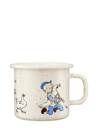 Enamel Mug 2,5Dl Cluck Cluck Patterned Muurla