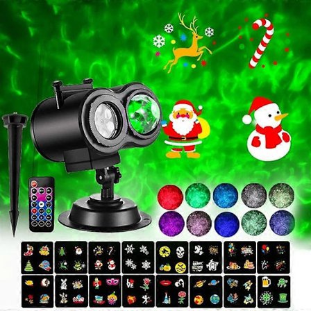 Vannmønsterprojeksjonslys med kort som ikke falmer, 16 kort, US-plugg