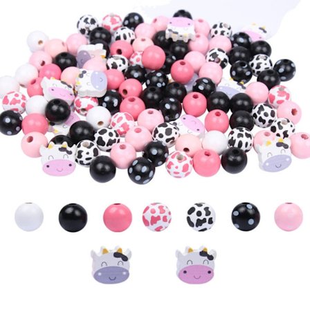 80 STK Cow Print Silikonperler Runde