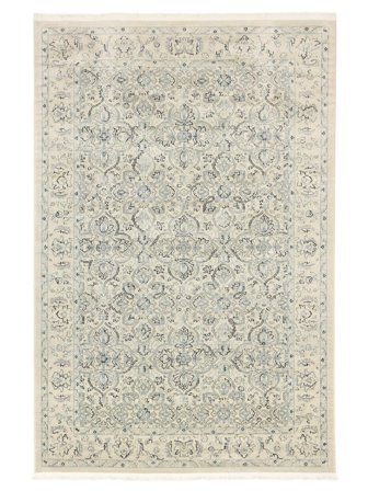 Blumen Ziegler Greenville Cremebeige/Hellblau Klein Oeko-Tex Teppich