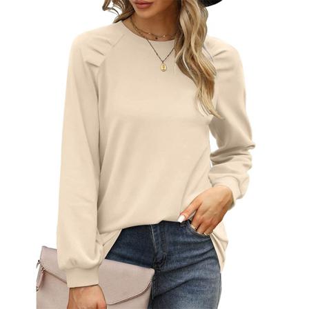 Dam Långärmad Enfärgad Pullover Enfärgad Tunikablus
