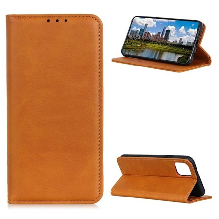 Lompakko-style Aitoa Nahkaa Läppäkotelo For iPhone 12 Mini - Ruskea