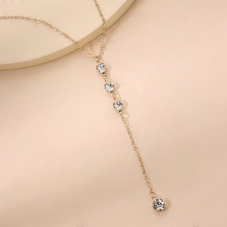 Cubic Zirconia Lariat Halskæde Vedhæng Lariat Halskæde Bohemian Krystal Lang Drop Y Vedhæng Kæde Halskæde Kvinders og Pigers Smykker (Guld)