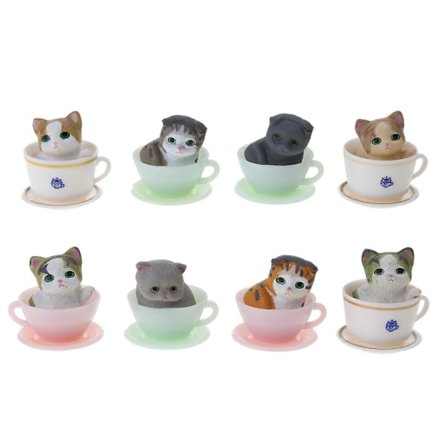 8 stk. Søde Mini Dyr Miniaturer Tekop Katte Hunde-Dukke Figurer Legetøj Mikro Landskab Ornamenter Have Statue Dekoration