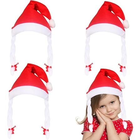 3 kpl Joulupukkihattua punoksilla ja nauhalla Pehme plushi Joulupukkihattu Joulujuhlat Hatut Unisex-juhlaan Joululahjat Uudenvuodenjuhla