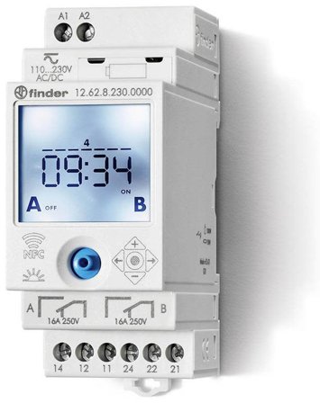 Finder 126282300000 Koblingsur 16A, 110...230VAC/DC, Strømbrytere & vegguttak