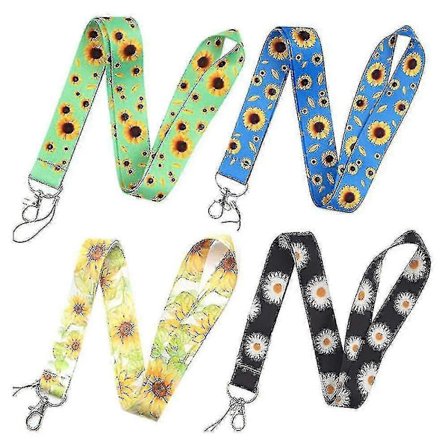 4-pak Solsikke Lanyard Kompatibel Med Mobil ID-Badge Holder Nøkkelring (FMY)
