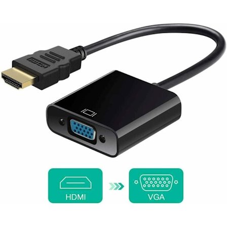 (Svart) HDMI till VGA, HDMI till VGA-adapter, Aktiv 1080P HD-video C