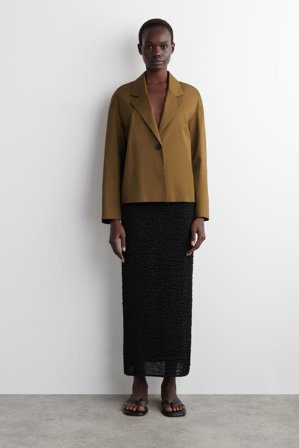 COS Women's Single-Button Cotton Blazer in Beige