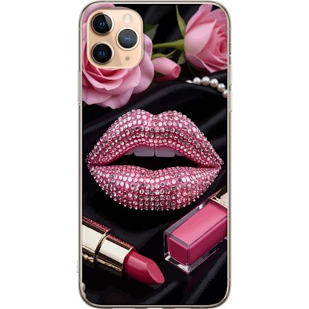Kompatibelt Mobildeksel til Apple iPhone 11 Pro Max Rosa lepper diamanter sminke glitter