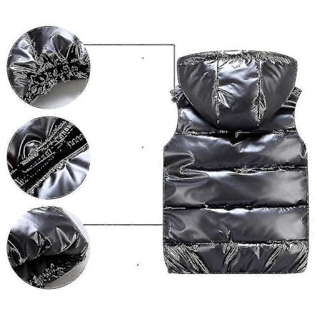 Unisex Skinnende Vattert Vest Hette Stand Krage Vest For Menn Og Kvinner