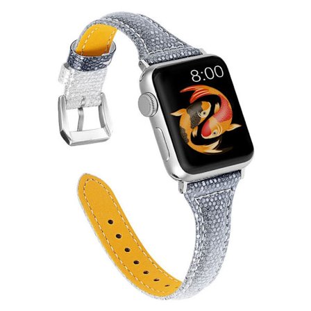 Apple Watch Series 5 44 mm elegant klockarmband i äkta läder - Grå