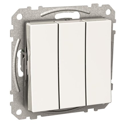 Schneider Electric Exxact Vipptryckknapp vit 3x1-polig, Strömbrytare & vägguttag