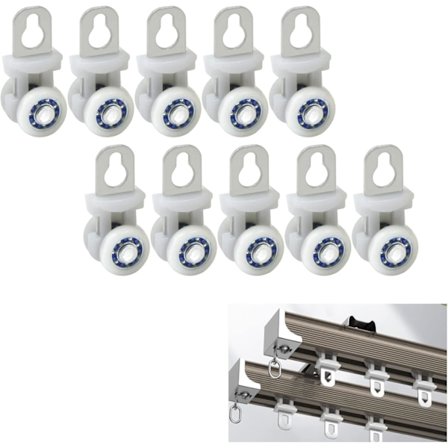 Gardinrulle med hjul til hjemmet - Leje i rustfrit stål, aluminiumsstang, glidende gardinstænger, metal, to hjul, draperiskinne, lydløs draperiskinne