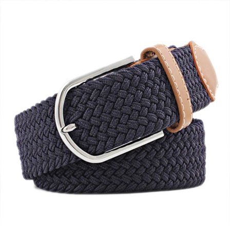 Strækbælte lærred stof skarp W26-W36 blå