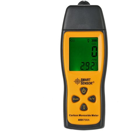 Karbonmonoksidmåler, CO-gas tester monitor detektor måler, lyd- og visuell alarm med LCD-skjerm, 0-1000 ppm