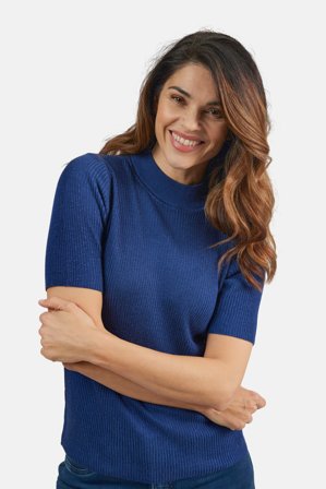 SIGNATURE - Kortærmet Strik - Blå