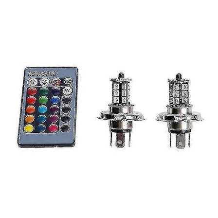 2 stk. 9006 H4 Hb4 H7 H8 H9 H11 Universal Auto Rgb Atmosfære Lampe 5050 Led Lys Bilprodukter Tilbehør Med Fjernkontroll [DB]