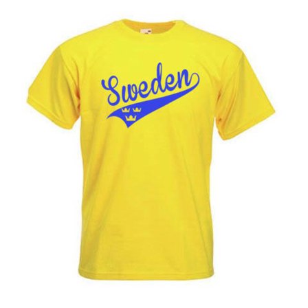 Sweden Swosh stil t-shirt med 3 kronor