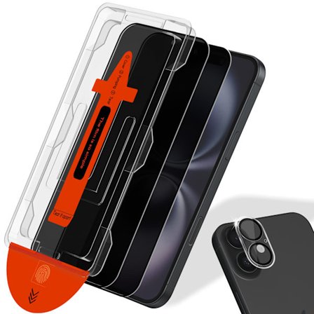 2-PACK Iphone 16 Plus Privacy Näytönsuoja & 1-PACK linssinsuoja - Karkaistu Lasi | [Automaattinen Asennus] - Kuplaton