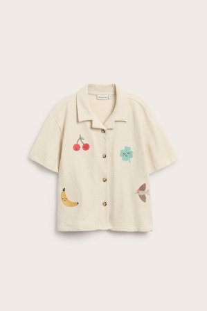Kappahl | Koszula z krótkimi rękawami, z haftem Beżowy 122/128 | Beżowy