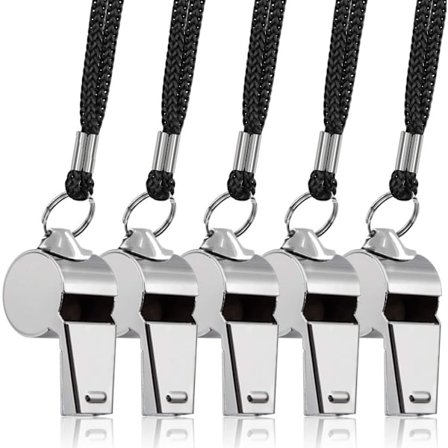 5-pak rustfri stål fløjte med lanyard